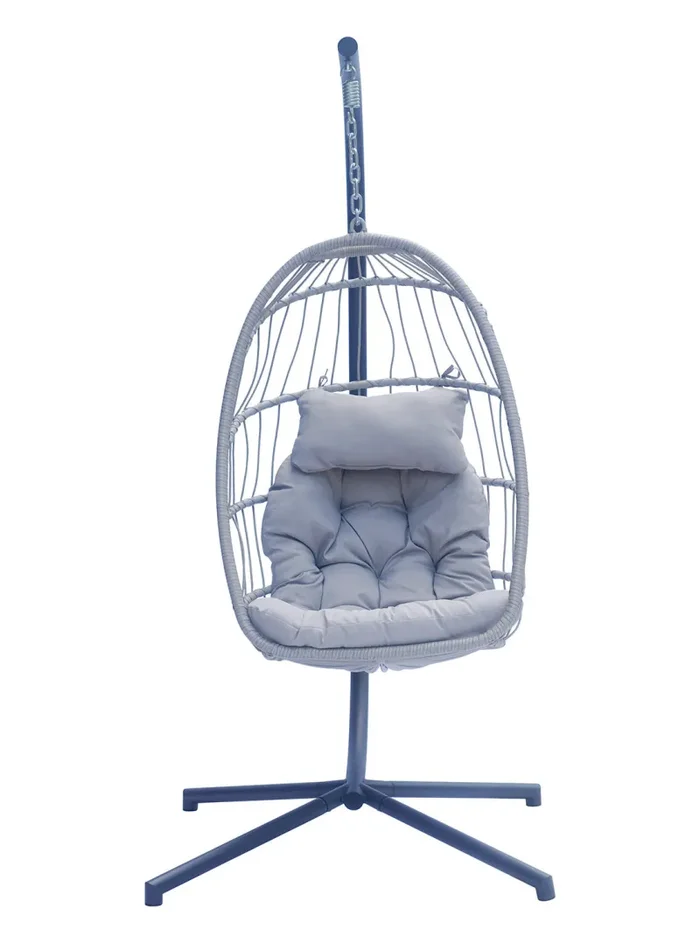 Amaca Dondolina da Giardino 96x198x115 cm in Corda e Alluminio Grigio e Antracite - immagine 3