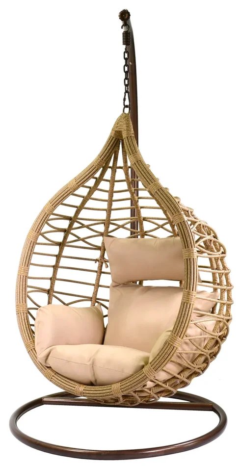 Amaca Dondolina da Giardino 98x70x128 cm in Polyrattan Renton Marrone - immagine 2