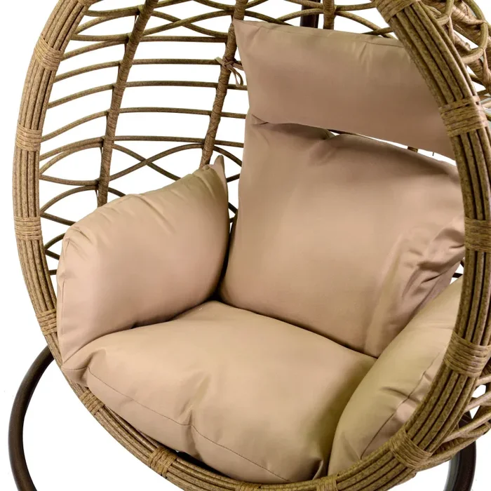 Amaca Dondolina da Giardino 98x70x128 cm in Polyrattan Renton Marrone - immagine 3
