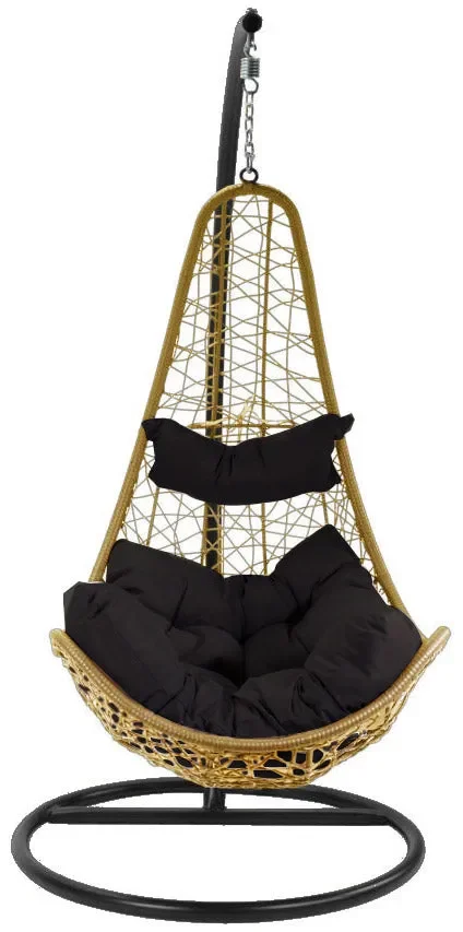 Amaca Dondolina da Giardino in Acciaio e Polyrattan Crema