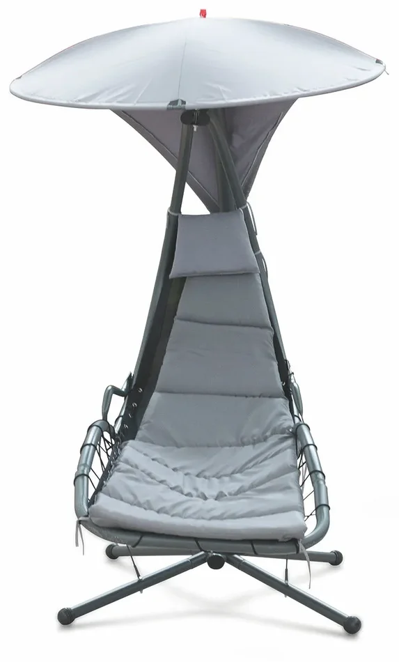 Amaca Dondolina da Giardino in Ferro e Textilene con Parasole Soriani Malibù Grigia Vendita calda - immagine 2