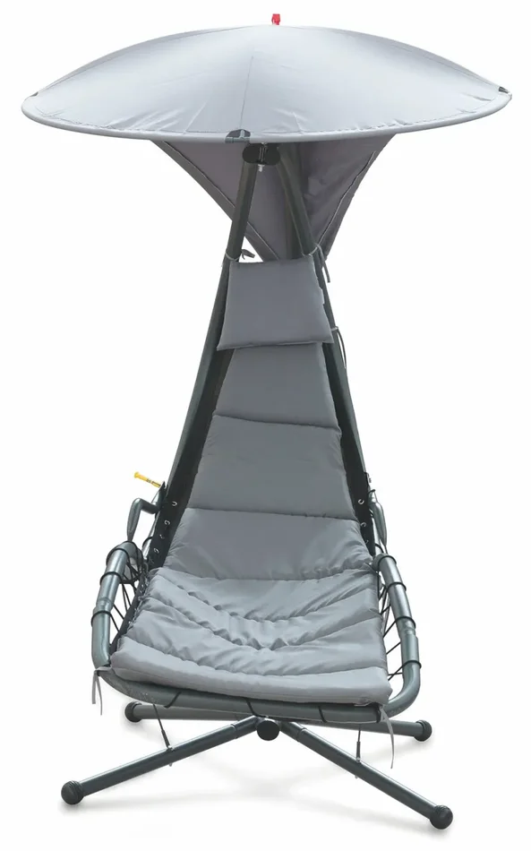 Amaca Dondolina da Giardino in Ferro e Textilene con Parasole Soriani Malibù Grigia Vendita calda - immagine 3