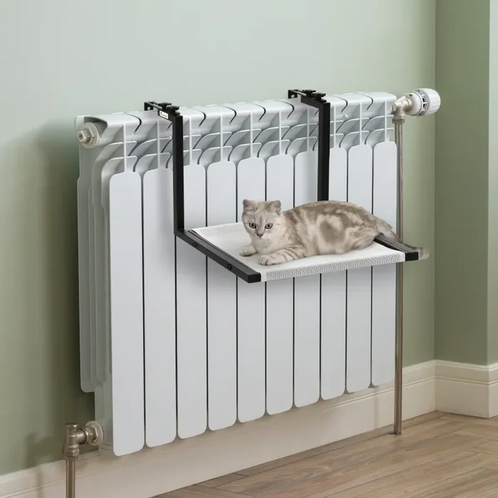 Amaca per Gatti da Parete 42,5x54x34 cm in Tessuto Nero - immagine 2