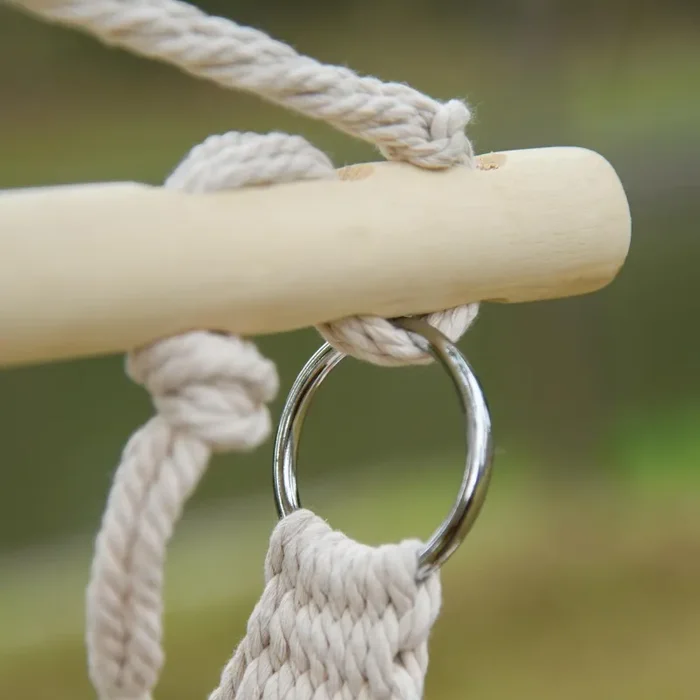 Amaca Sedia Sospesa 120×90 cm in Corda con Cuscini Bianca Vendita calda - immagine 3