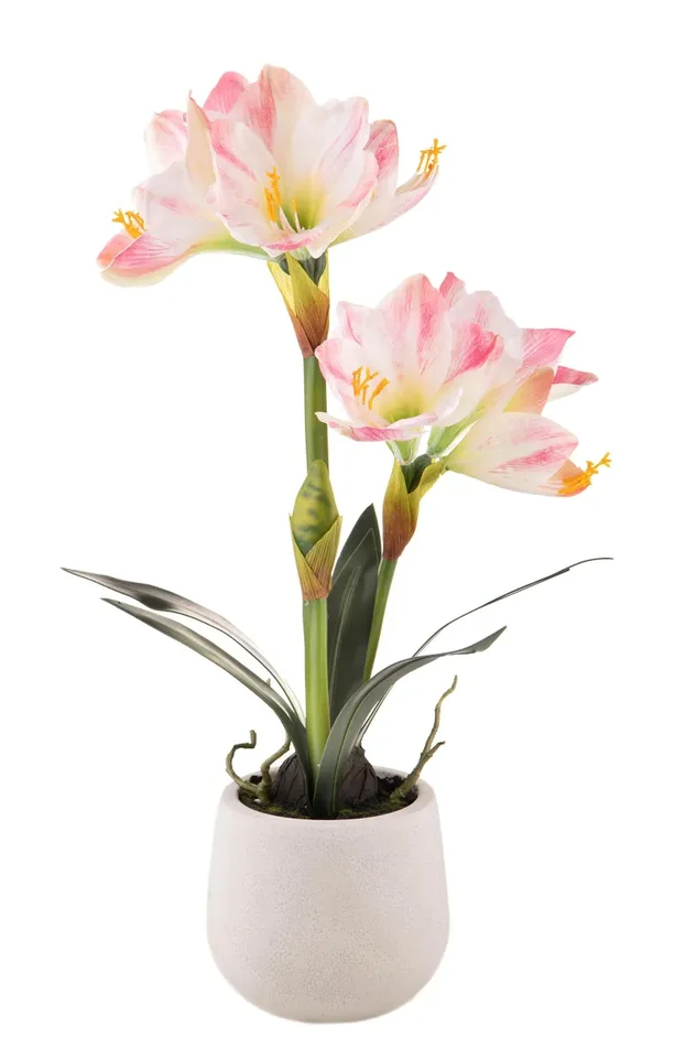 Amaryllis Artificiale con Vaso Altezza 64 cm Rosa Vendita calda online