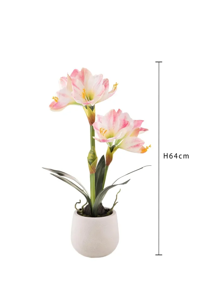Amaryllis Artificiale con Vaso Altezza 64 cm Rosa Vendita calda online - immagine 2