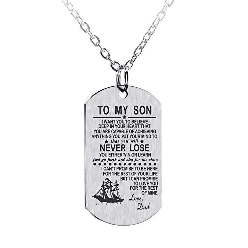 AMATOLOVE, Collana con Scritta in Lingua Inglese “To My Son from Dad”, Idea…