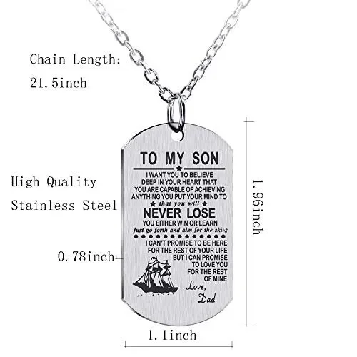 AMATOLOVE, Collana con Scritta in Lingua Inglese “To My Son from Dad”, Idea… - immagine 2