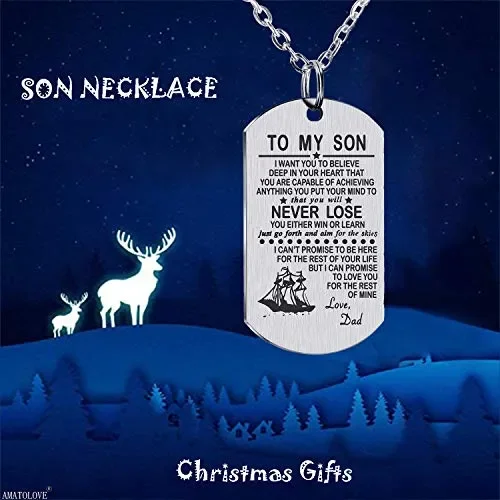 AMATOLOVE, Collana con Scritta in Lingua Inglese “To My Son from Dad”, Idea… - immagine 3