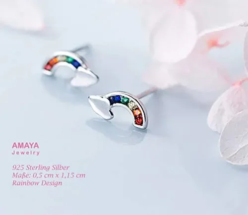 AMAYA Rainbow orecchini per donna ragazza bambini – Argento Sterling 925 –… - immagine 2