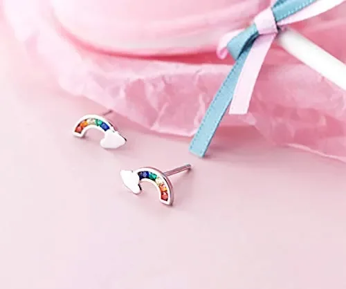 AMAYA Rainbow orecchini per donna ragazza bambini – Argento Sterling 925 –… - immagine 3