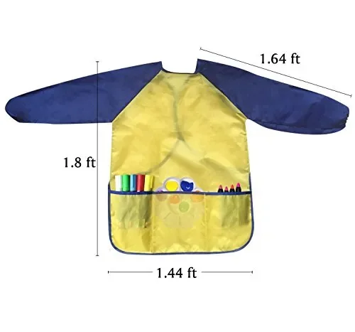 Amaza 2Pcs Grembiule da Pittura Scuola Grembiulino Maniche giallo & rosa - immagine 3