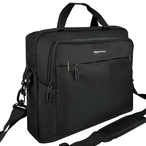 Amazon Basics – Borsa compatta per computer portatile con tasche per accessori (15,6 pollici, 40 cm), nero, confezione da 1