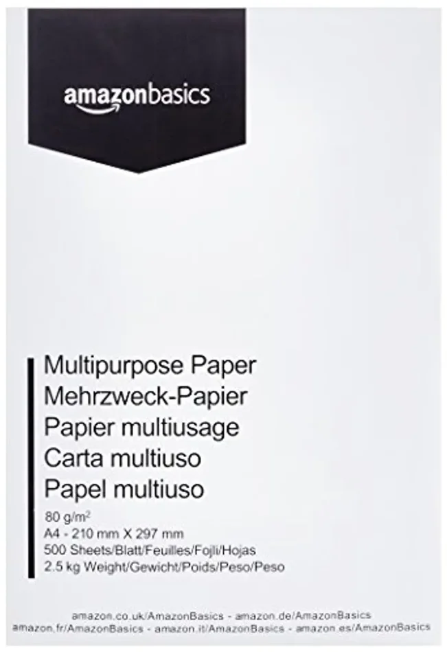 Amazon Basics Carta da stampa multiuso A4 80gsm, 1 risma, 500 fogli, bianco Vendita calda - immagine 3
