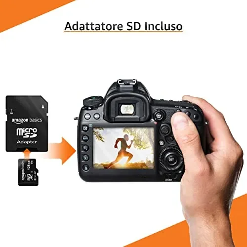 Amazon Basics MicroSDXC, 128 GB, con Adattatore SD, A2, U3, velocità di lettura fino a 100 MB/s, Nero - immagine 2