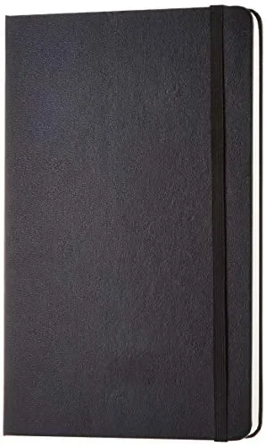 Amazon Basics Taccuino classico con pagine bianche, Misura Grande, Nero, 13.5 x 21 cm