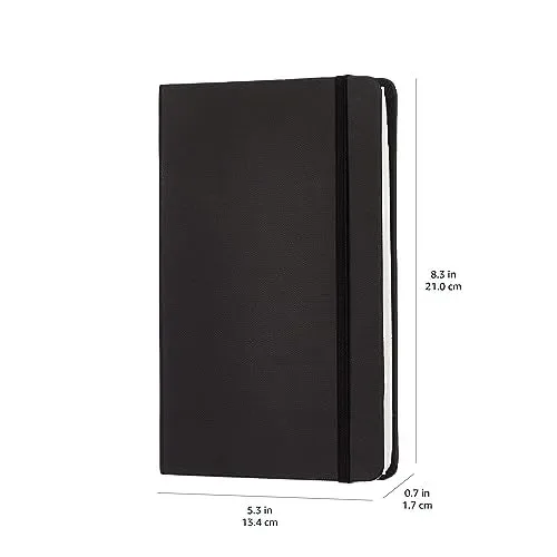 Amazon Basics Taccuino classico con pagine bianche, Misura Grande, Nero, 13.5 x 21 cm - immagine 2