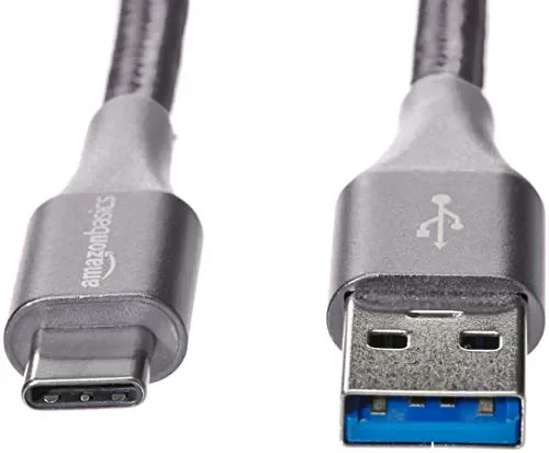 AmazonBasics – Cavo da USB C a 3.1 gen 1, in nylon a 1,8 m, Grigio scuro - immagine 2