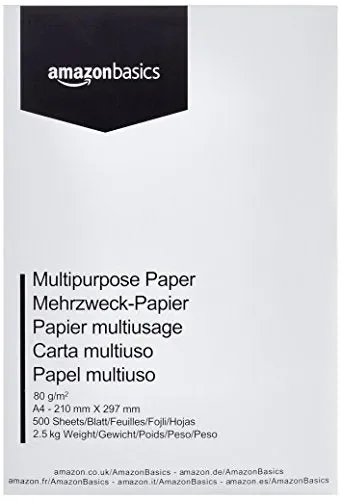 AmazonBasics Carta da stampa multiuso A4 80gsm, 5×500 fogli, bianco 5 Risme - immagine 2
