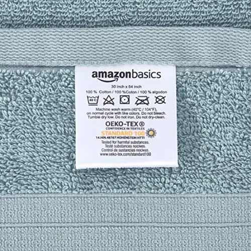 AmazonBasics Performance – 2 teli bagno, 2 asciugamani per il Verde Acqua - immagine 3
