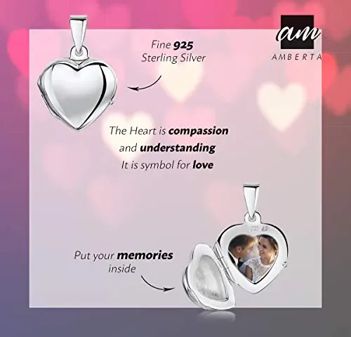 Amberta Medaglione in Argento Sterling 925 – A Forma Di Cuore - immagine 3