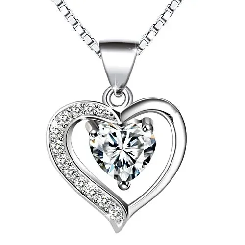 Amilril Collana con Ciondolo Cuore Donna, Argento Sterling 925 5A…