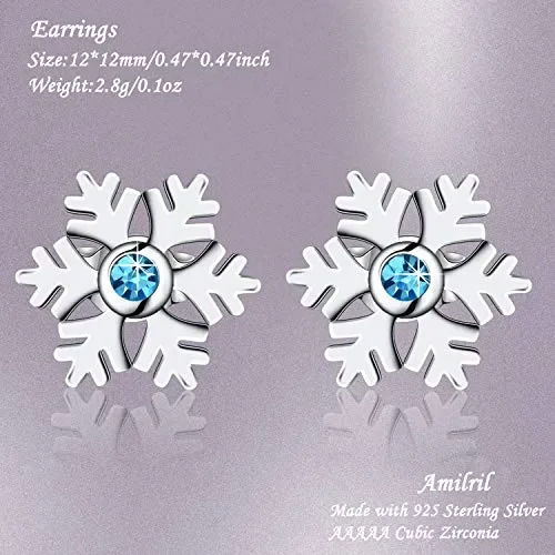 Amilril Orecchini Fiocco Di Neve Donna, Argento Sterling 925 con 5A Zirconi… - immagine 3