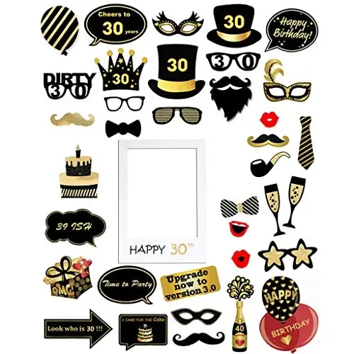 Amycute 30 Anni Compleanno Photo Booth Props, 36 Pezzi 30 Compleanno…