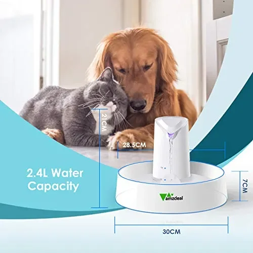 amzdeal Fontana Per Cani e Gatti Automatica, 2.4L Fontanella Silenziosa per… Saldi - immagine 2