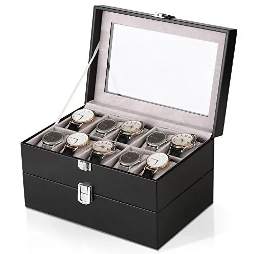 Amzdeal Scatola Porta Orologio Contenitore di Gioielli Doppio Strato Posto…