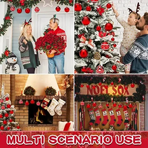 Amzeeniu Palline di Natale Set di 101Palle Albero di Natale Palline decorative Plastica Ornamenti Decorazione Regali Dell’albero Natale Infrangibili per Nozze Feste Decorazioni Albero di Natale rosso - immagine 3