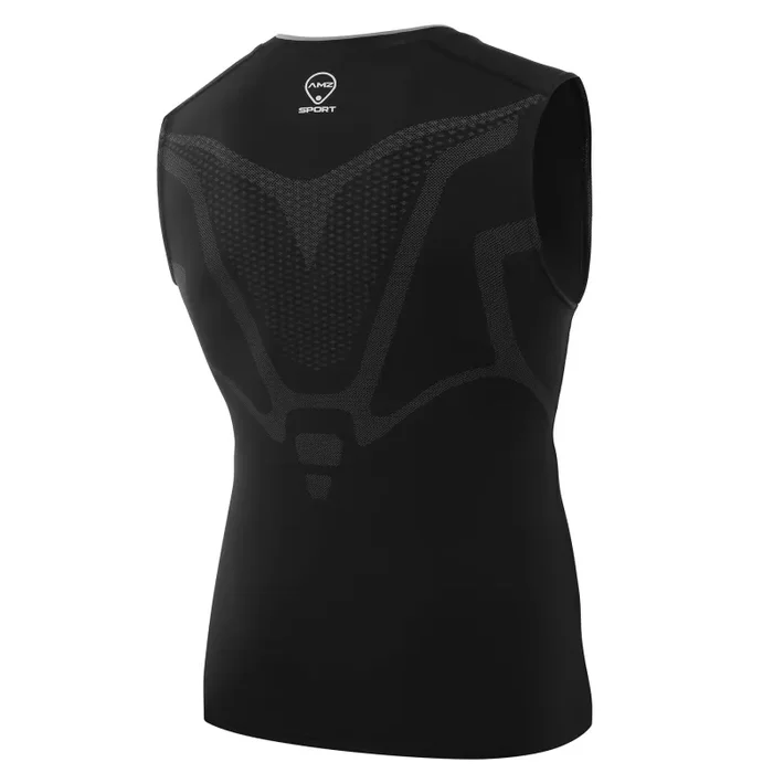 AMZSPORT Canotta Compressione da Uomo Sport Senza Maniche Base XXL, Nero Vendita calda - immagine 2