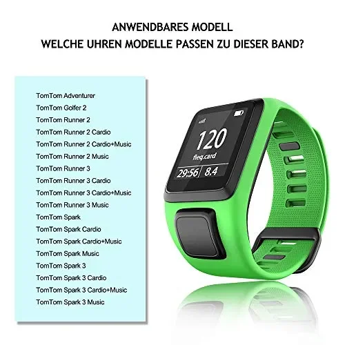 ANBEST Compatibile con Braccialetto Tomtom Runner 3, Cinturino in TPU Grün Moda - immagine 3