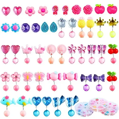 Aneco 24 accoppiamenti orecchini a clip cristallo ragazze giocano…