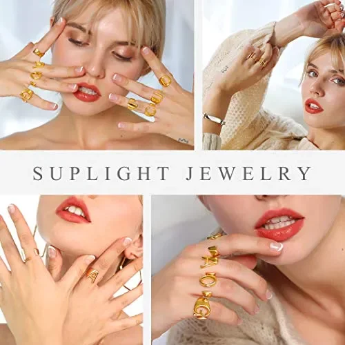 Anelli con Lettera dell’Alfabeto per Donne e Uomini, Unisex, placcati in E - immagine 2