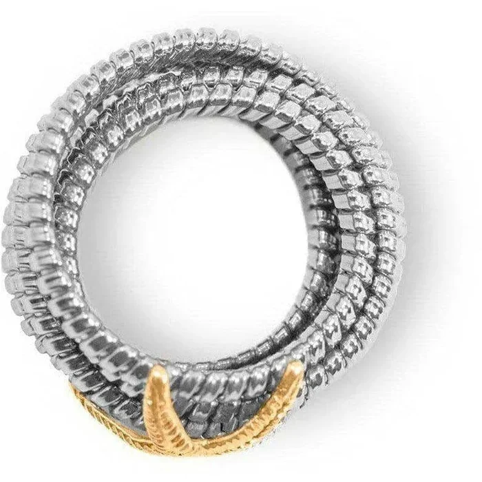 Anello 6 giri in acciaio con Stella Marina in oro e brillanti - immagine 3