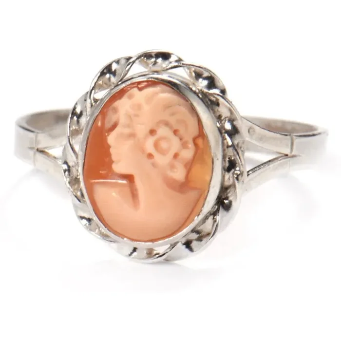 Anello con Cammeo arancione in Argento