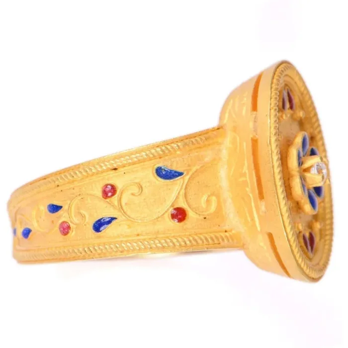 Anello Ovale in stile etrusco – Oro 18 KT - immagine 2