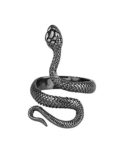 Anello regolabile serpente acciaio nero.