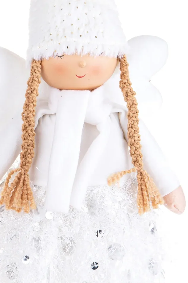 Angelo con Gonna H60 cm in Tessuto Bianco