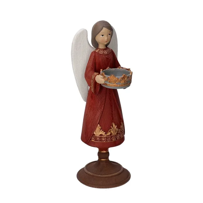 Angelo resina portacandele rosso cm 11×12,5xh32 Moda