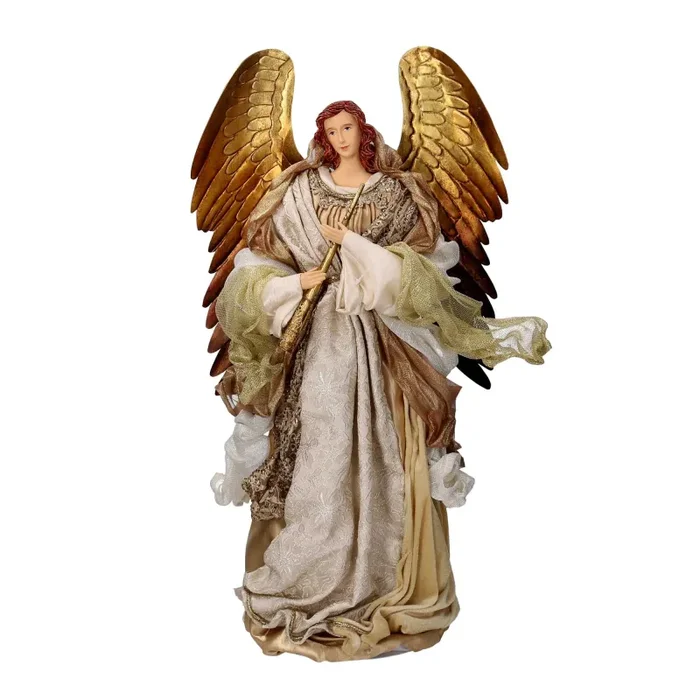 Angelo tessuto oro con flauto cm 30x20xh63,5 Sconti