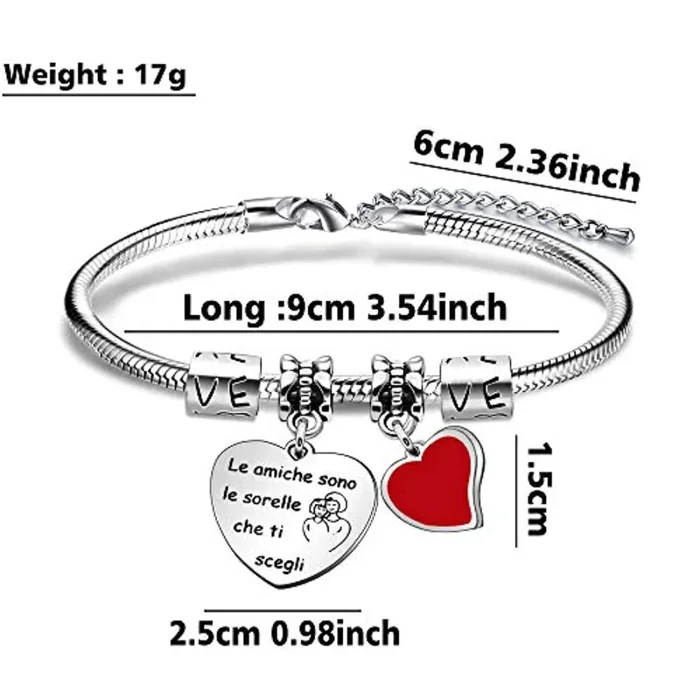 Angelra Regali di Amicizia Braccialetto Donna Bracciale Amici”le amiche sono le sorelle che ti scegli” Ciondolo Argento con Incisione per Natale - immagine 2