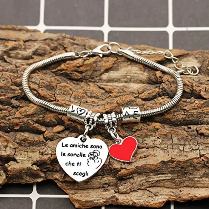 Angelra Regali di Amicizia Braccialetto Donna Bracciale Amici”le amiche sono le sorelle che ti scegli” Ciondolo Argento con Incisione per Natale - immagine 3