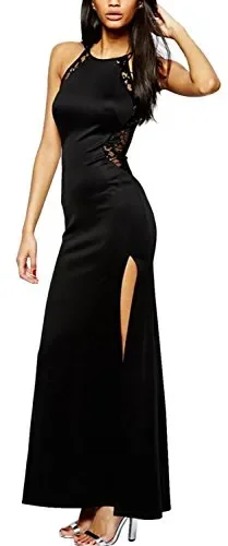 Angelwing da Donna Sottile Vestito con Aberturas Abito Maxi di S, A-nero - immagine 2