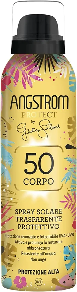 Angstrom Protect Spray Solare Trasparente, Protezione Solare Corpo 50, 150 ml