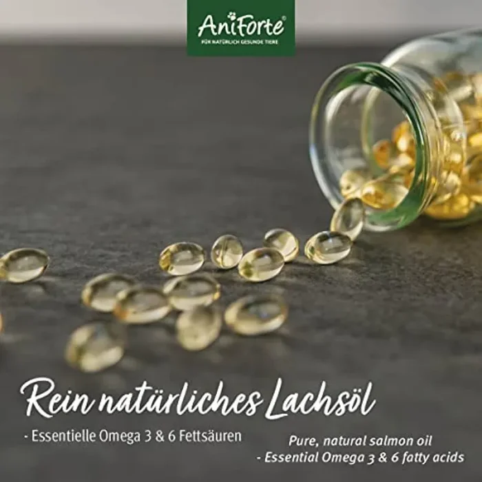 AniForte Omega-3 Capsule di Olio di Salmone per Cani e Gatti 200 Capsule – Natura Pura, ottimizza Il metabolismo, prezioso per la Formazione delle Ossa, la costituzione e Il Mantello Lucido - immagine 2