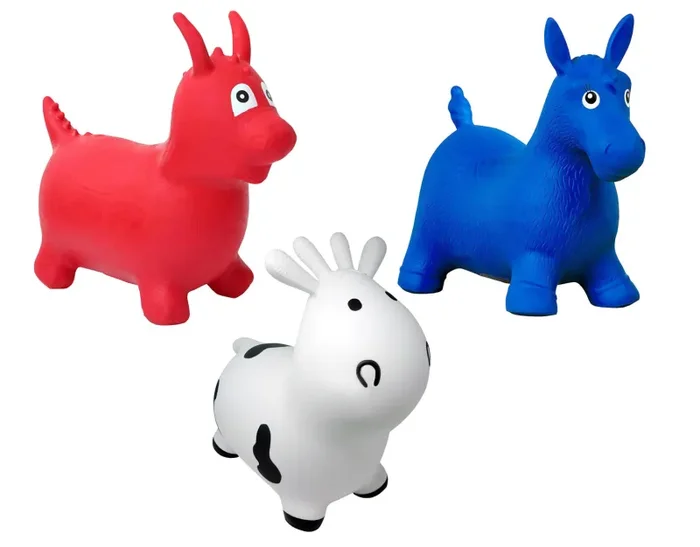 Animale Cavalcabile per Saltare per Bambino 3 Soggetti Mucca o Cavallo o Drago Fornitura