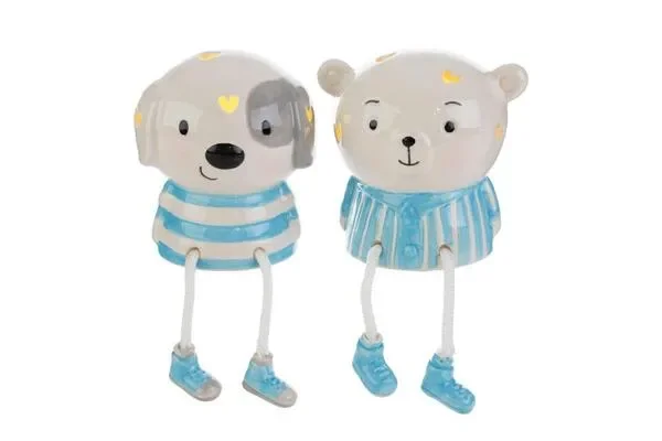 ANIMALETTO LED IN PORCELLANA CELESTE-2 MODELLI ASSORTITI (9×8,5xh.10cm) C/SHOPPER 13694