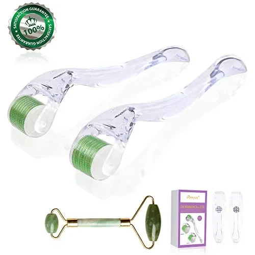Anmyox Derma Roller Micro aghi Kit per viso e corpo, clear-green
